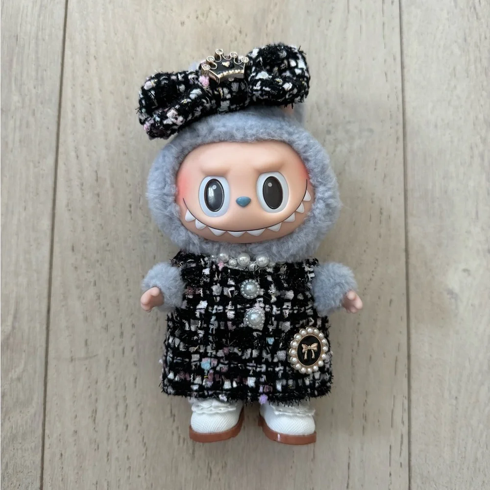 Labubu Doll Tweed Dress Black - Picture 1 of 4